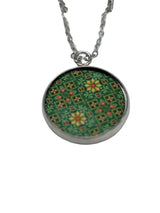 Trendy Embroidery Pattern Pendant Silver Necklace