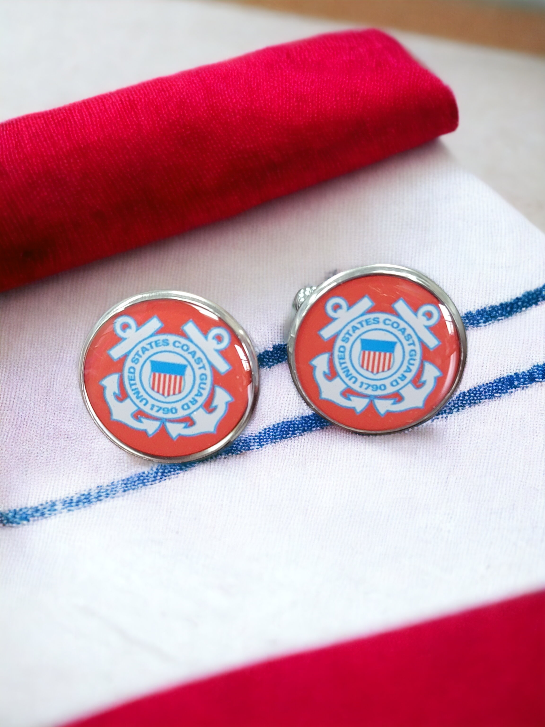 Military Cufflinks - Officially Licensed, Non Tarnish Navy - Air Force - Coast Guard- Army - Space Force - Marine Corps