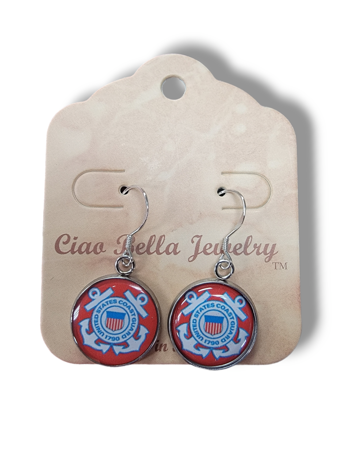 Coast Guard Earrings - Officially Licensed, Sterling Silver