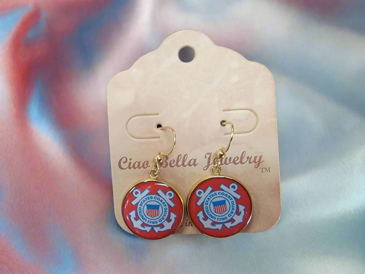 Coast Guard Earrings - Officially Licensed, Sterling Silver