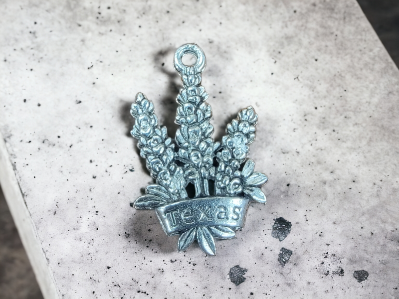 Texas Forever: Handcrafted USA Pewter Bluebonnet Charm for Bracelets, Keychains & More (Boxed!)