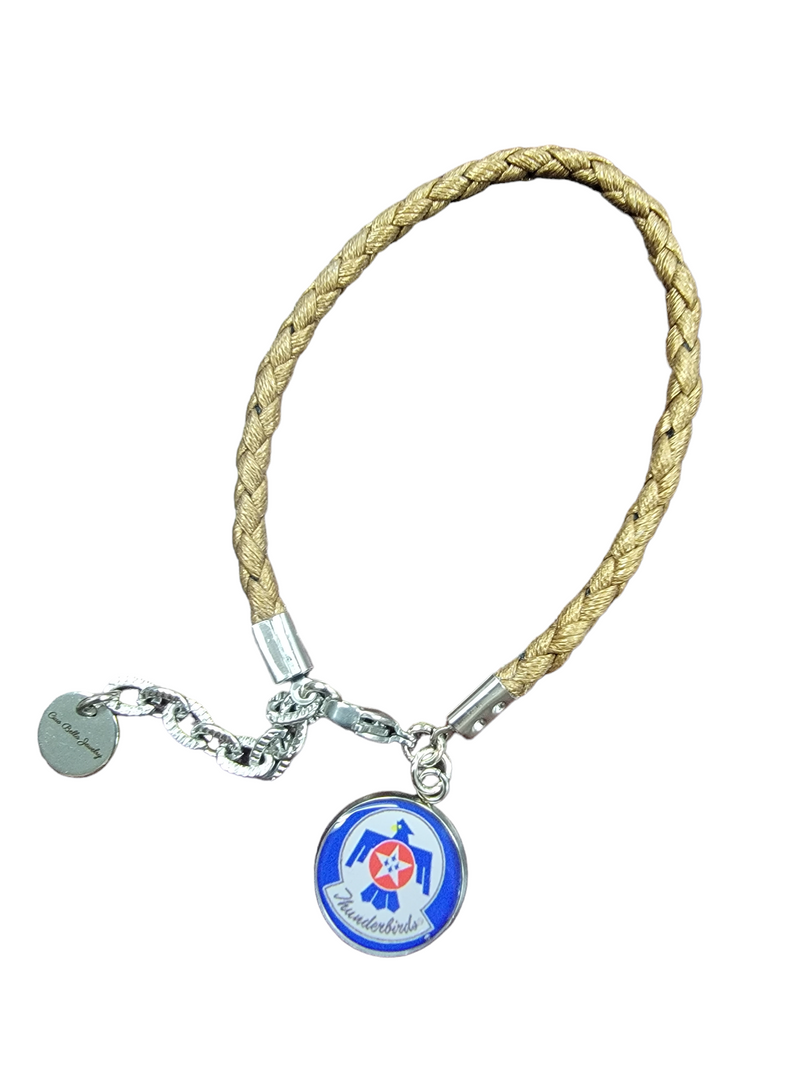 Officially Licensed Air Force Seal, Air Force Roundel, Air Force Trooper, Air Force Target, Air Force Wings or Air Force Thunderbirds Charm Leather Bracelet | Stylish and Patriotic Way to Show Your Support