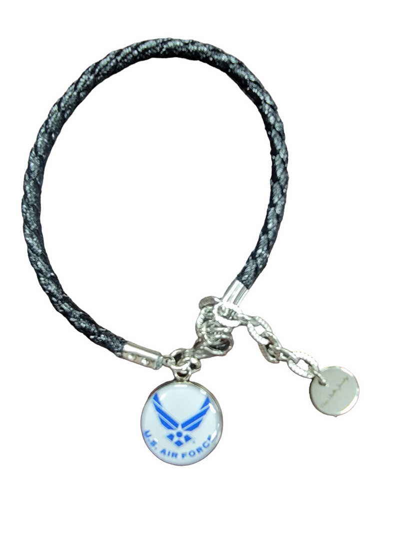Officially Licensed Air Force Seal, Air Force Roundel, Air Force Trooper, Air Force Target, Air Force Wings or Air Force Thunderbirds Charm Leather Bracelet | Stylish and Patriotic Way to Show Your Support