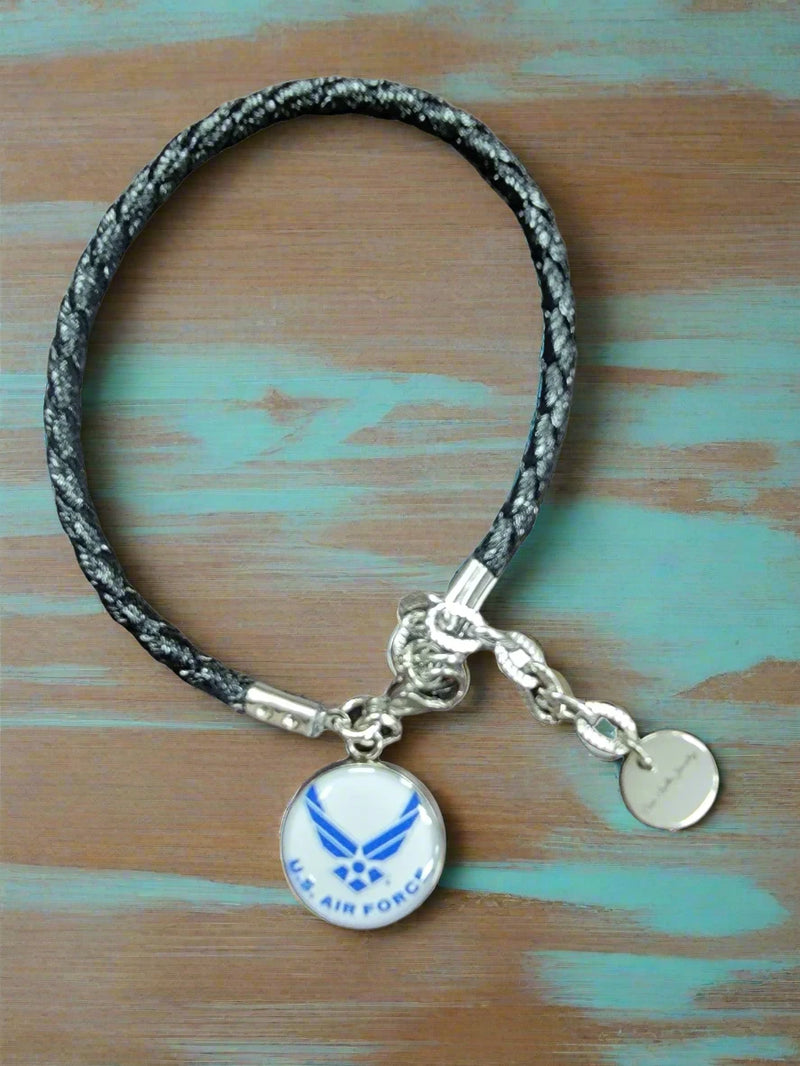 Marine Corps Seal, Marine Corps Black Seal, Marine Corps Green Seal and Eagle Globe Anchor Leather Charm Bracelet | Officially Licensed