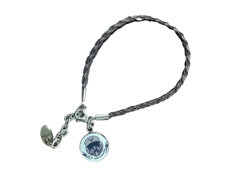 Marine Corps Seal, Marine Corps Black Seal, Marine Corps Green Seal and Eagle Globe Anchor Leather Charm Bracelet | Officially Licensed