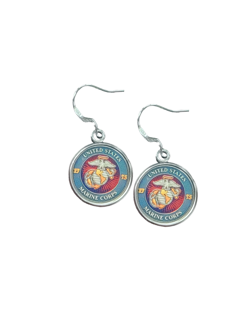 Officially Licensed Marine Corps Seal, Marine Corps Black, Marine Corps Green or Eagle Globe and Anchor Earrings - A Proud Symbol of Service and Sacrifice