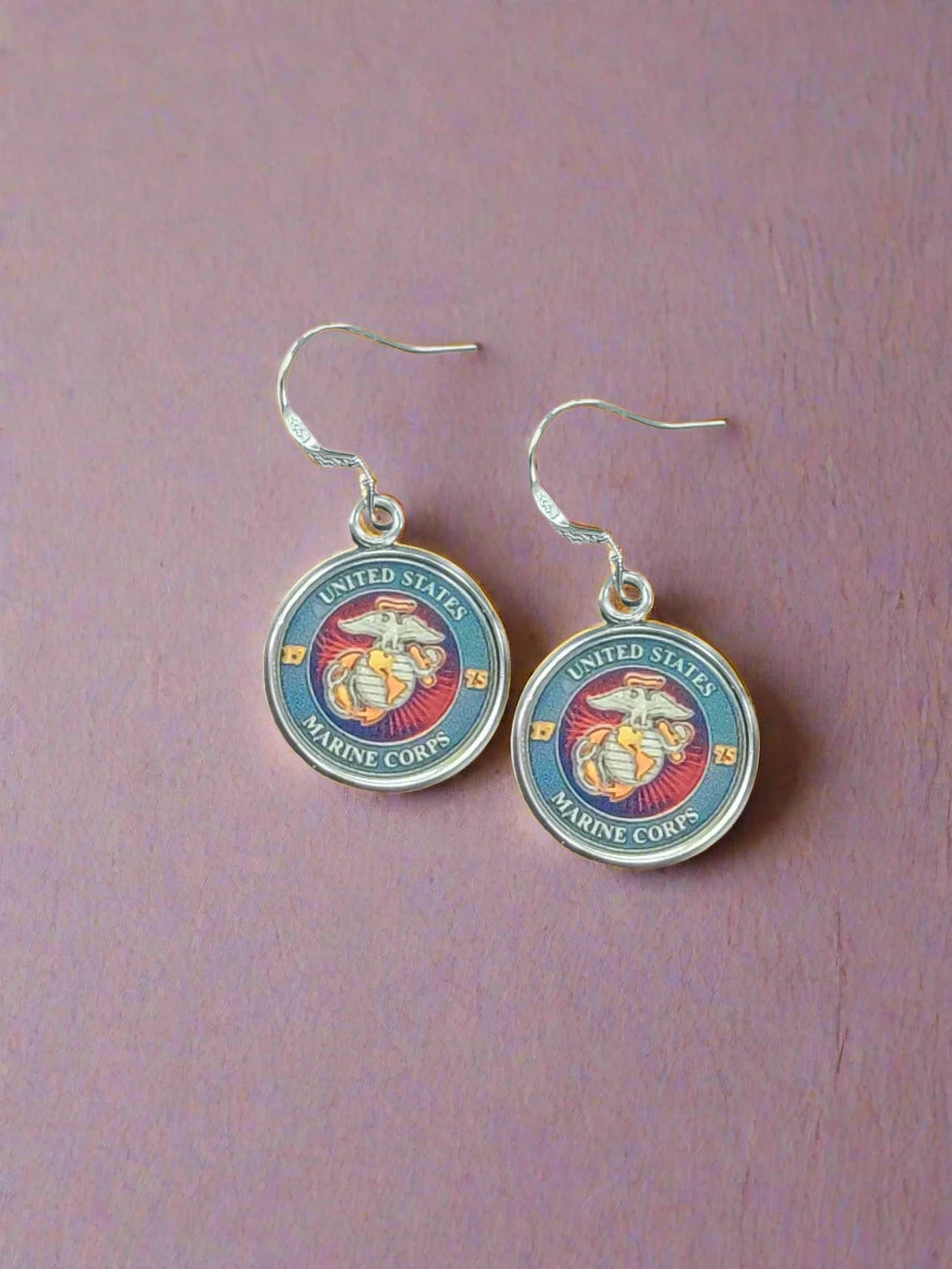 Marine Corps Seal, Marine Black, Marine Green or EGA Earrings | Made in the USA | Officially Licensed
