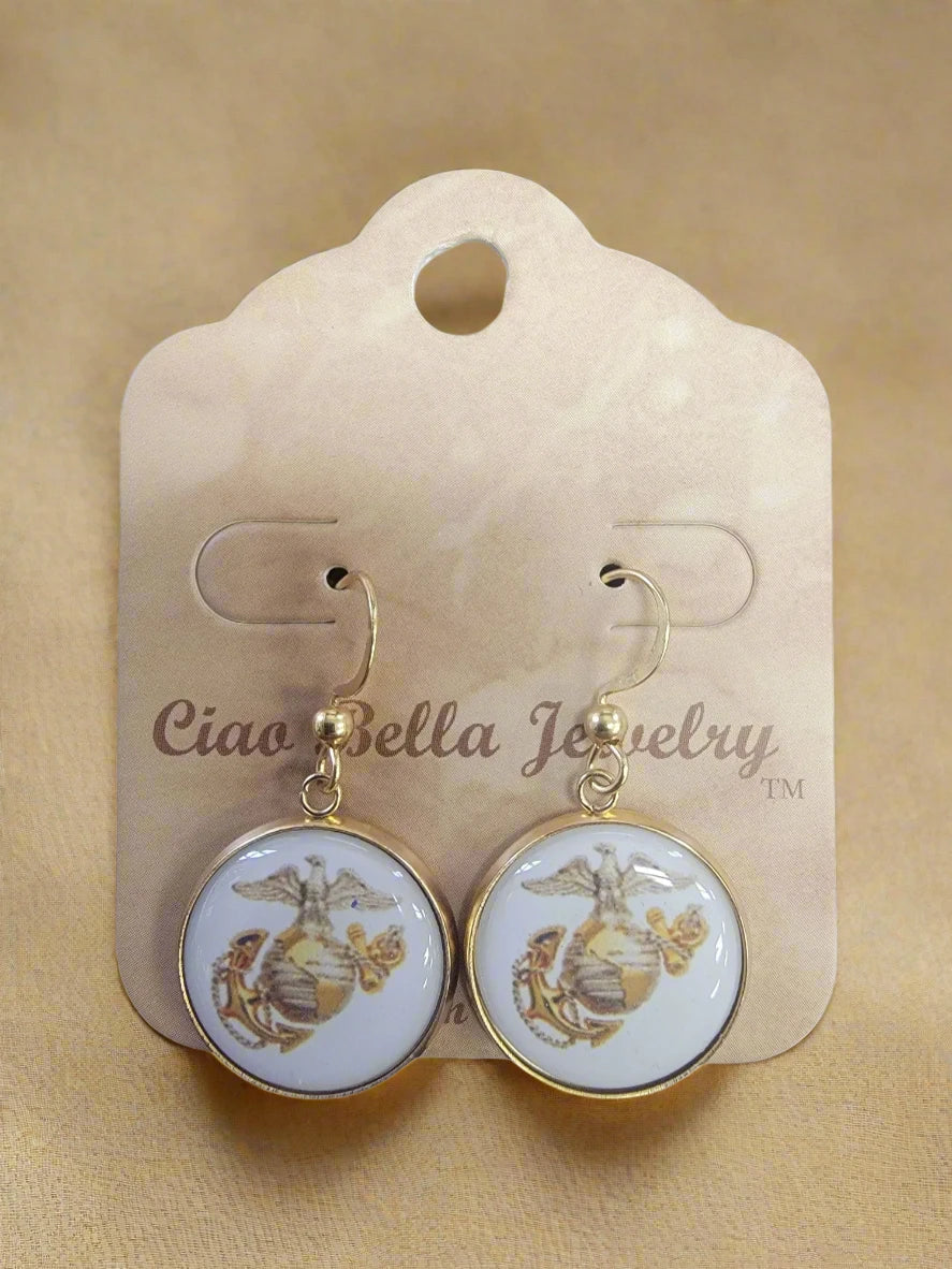 Marine Corps Seal, Marine Black, Marine Green or EGA Earrings | Made in the USA | Officially Licensed