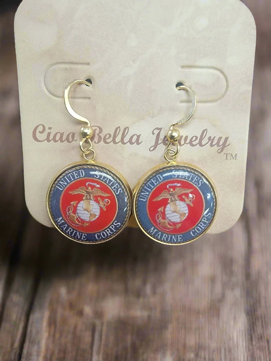 Marine Corps Seal, Marine Black, Marine Green or EGA Earrings | Made in the USA | Officially Licensed