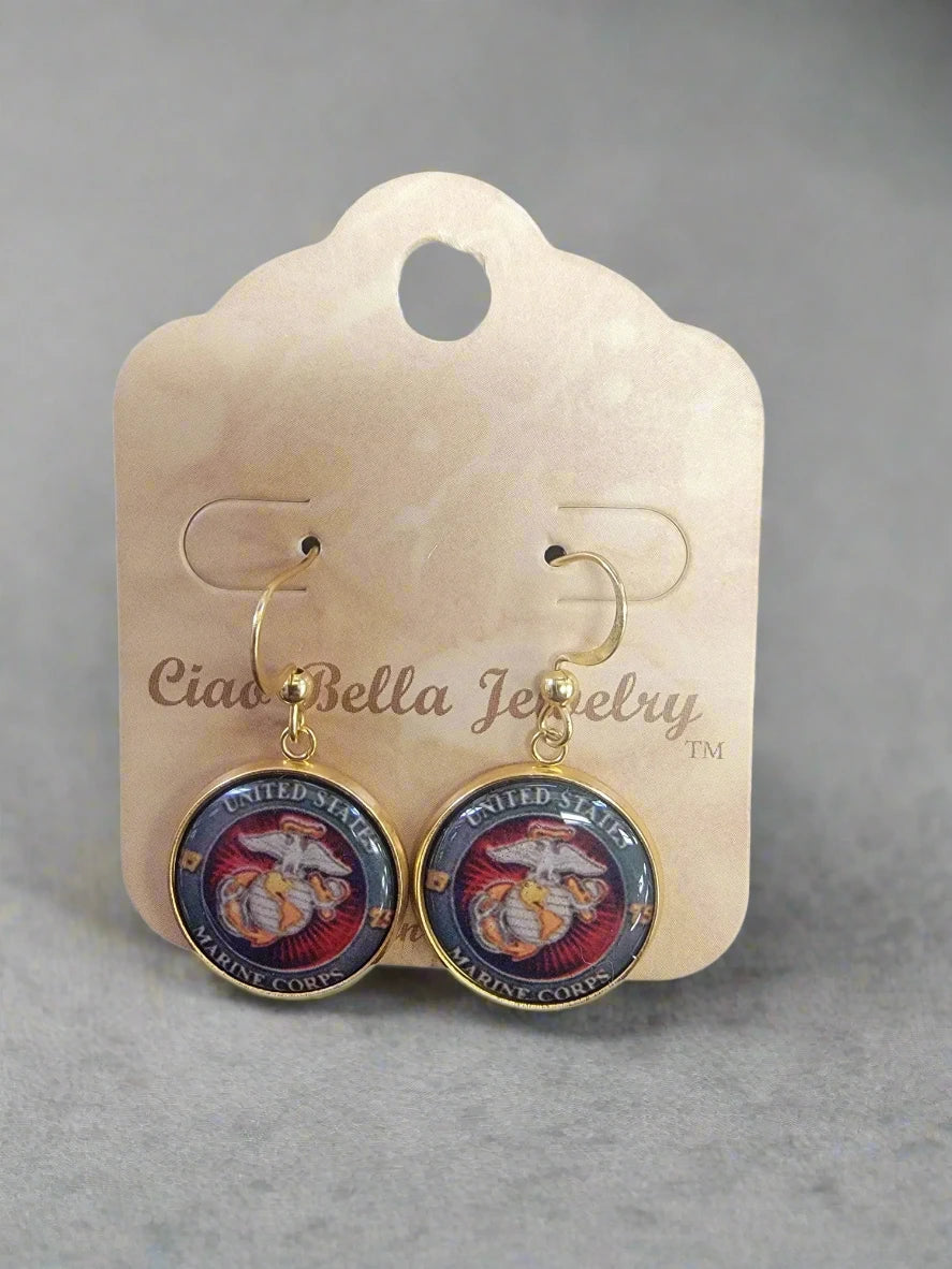 Marine Corps Seal, Marine Black, Marine Green or EGA Earrings | Made in the USA | Officially Licensed