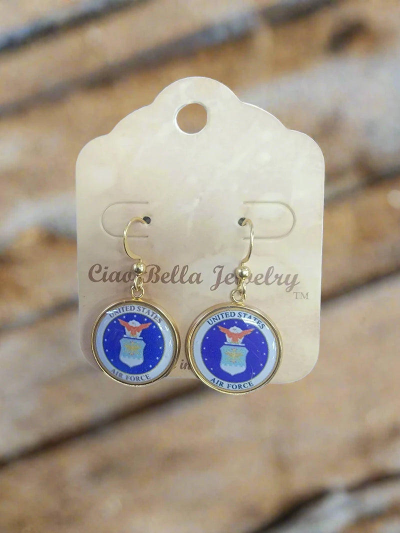 Officially Licensed Air Force Seal, Air Force Roundel, Air Force Trooper, Air Force Target, Air Force Wings or Air Force Thunderbird Earrings - A Proud Symbol of Service and Sacrifice