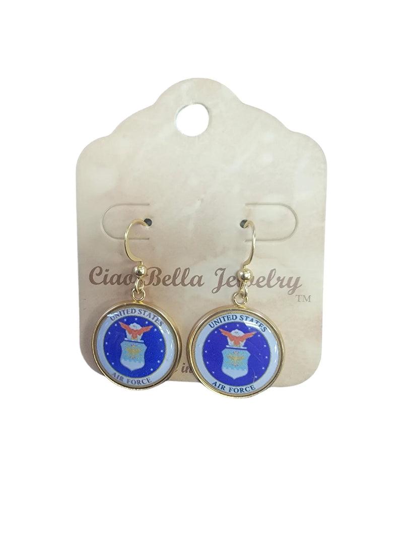 Officially Licensed Air Force Seal, Air Force Roundel, Air Force Trooper, Air Force Target, Air Force Wings or Air Force Thunderbird Earrings - A Proud Symbol of Service and Sacrifice