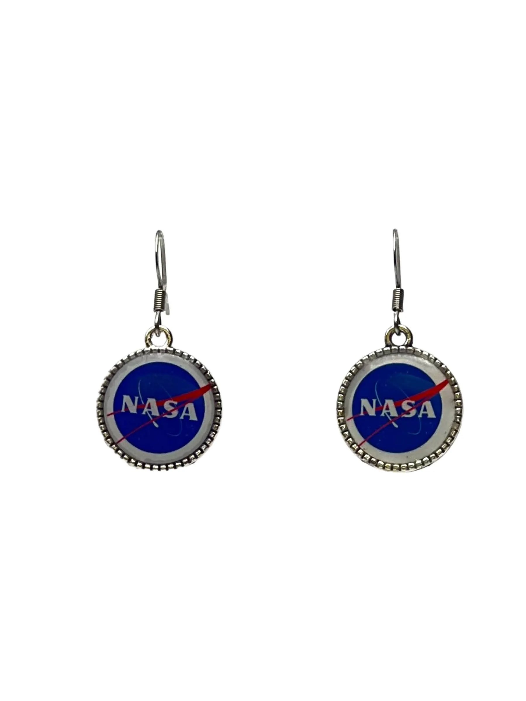 NASA Logo Drop Earrings  | Silver Stainless Steel  | Space Enthusiast Gift