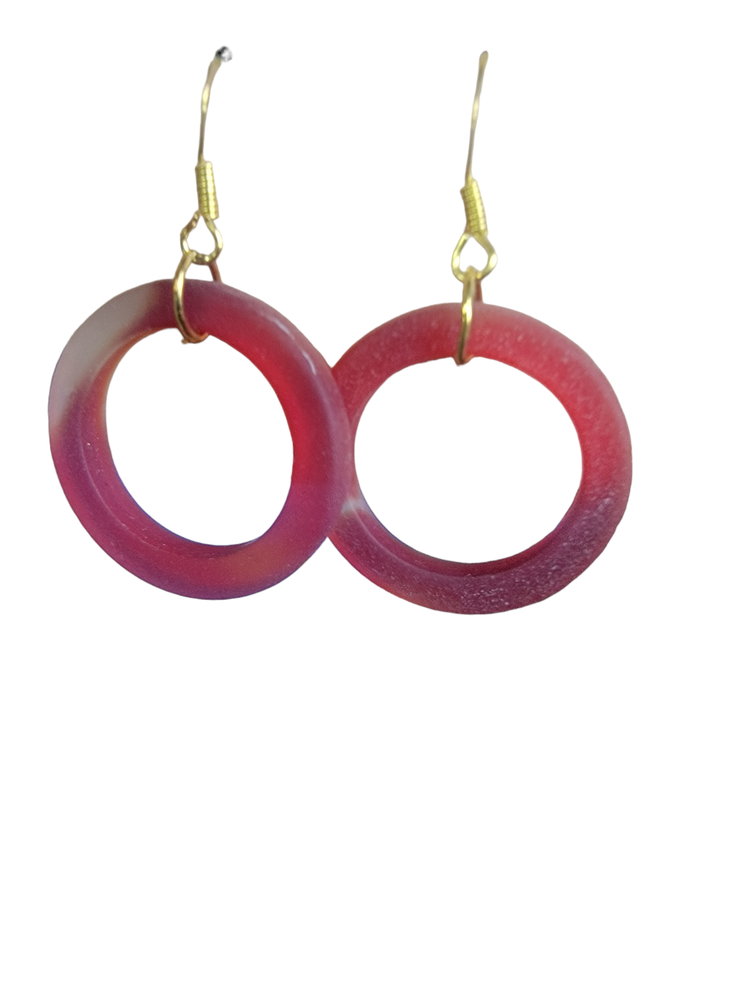 Vibrant Red Recycled Sea Glass Hoop Earrings