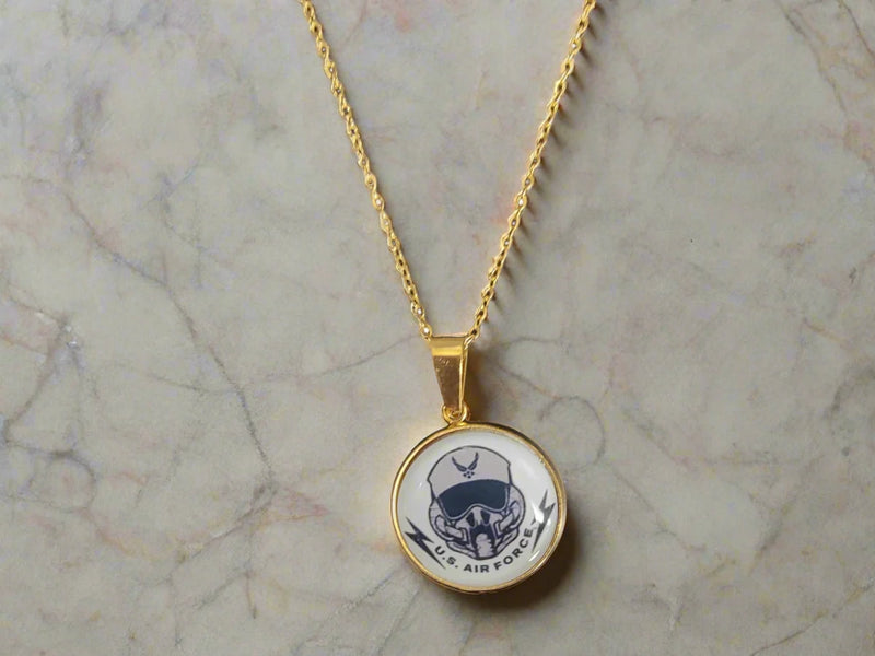 Officially Licensed Military Pendant Necklace in Gold or Silver