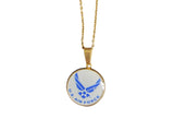 Officially Licensed Military Pendant Necklace in Gold or Silver