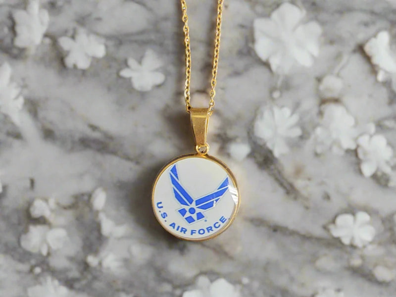 Officially Licensed Military Pendant Necklace in Gold or Silver - Gift Packed, Handmade, Stainless Steel