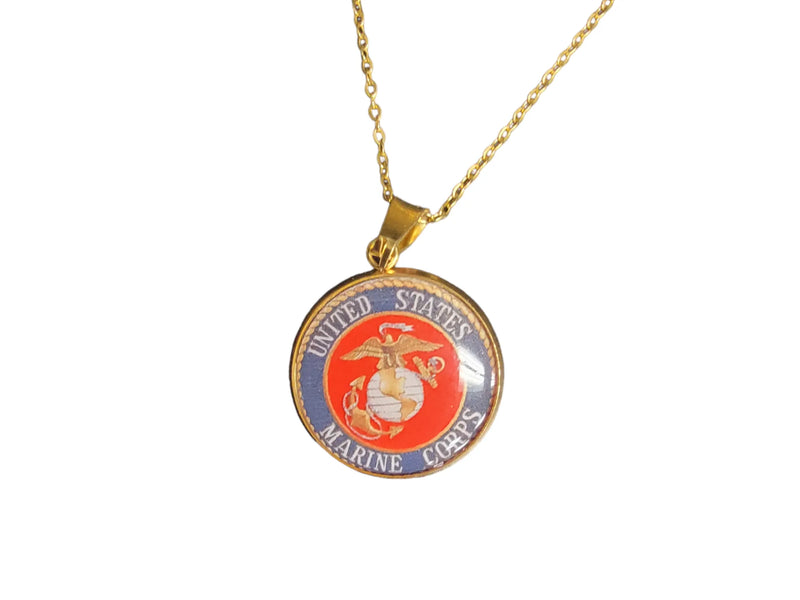 Officially Licensed Military Pendant Necklace in Gold or Silver