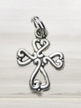 Silver Pewter Celtic Scroll Cross Charm Pendant (.75", Gift Boxed)