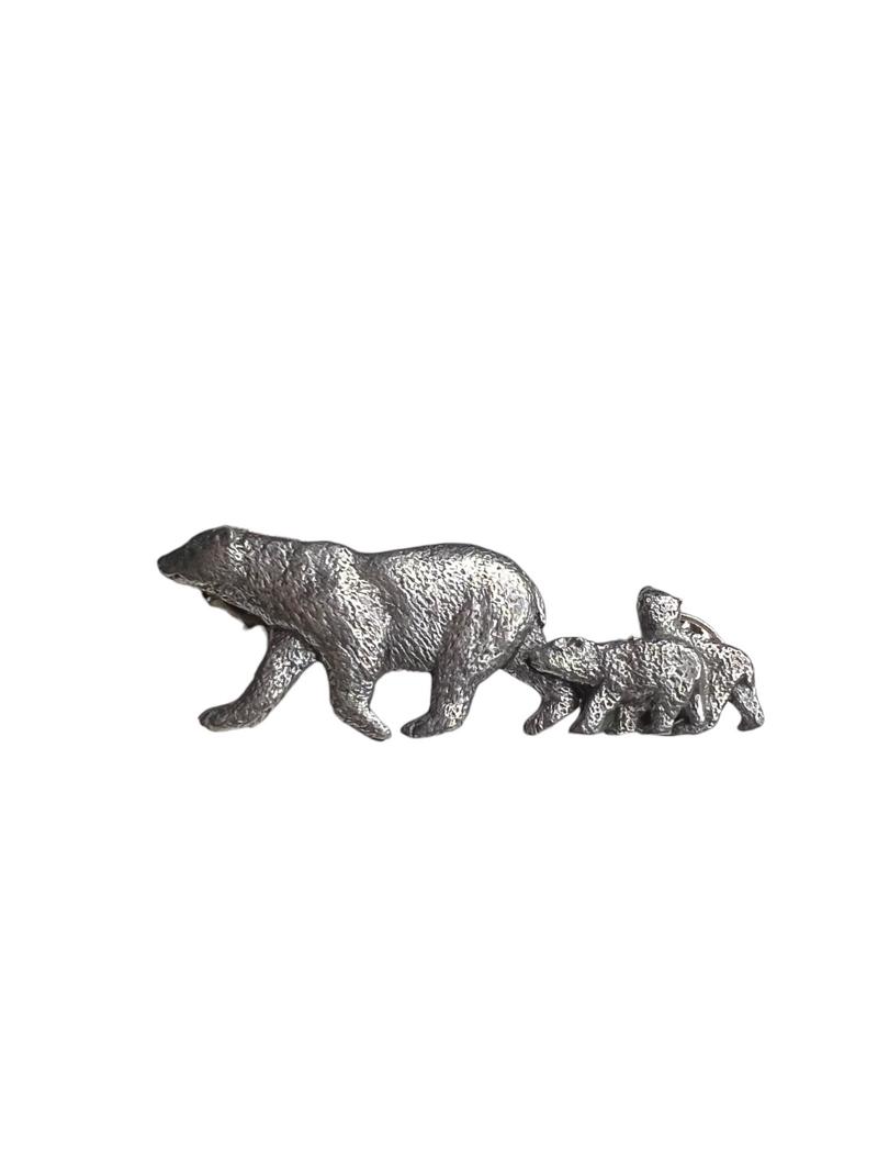 Adorable Silver Pewter Mama Bear & Cub Pin | Perfect Animal Lover Gift