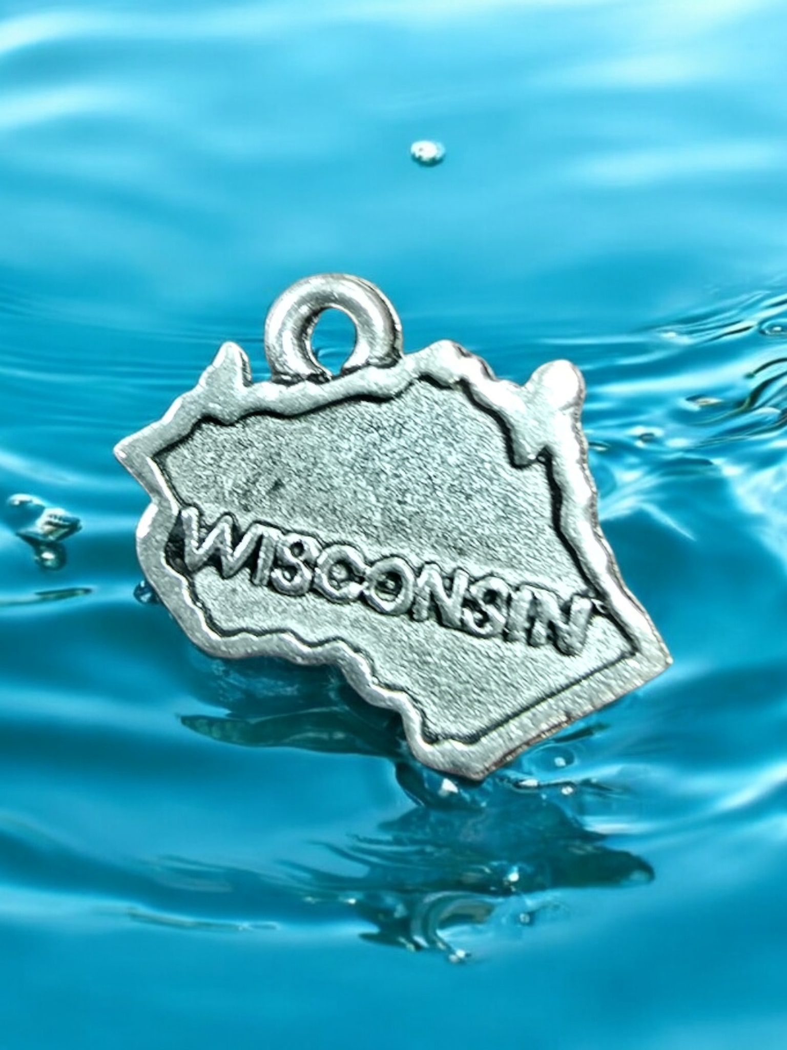 Wisconsin State Pewter Charm | Travel Jewelry Accessory
