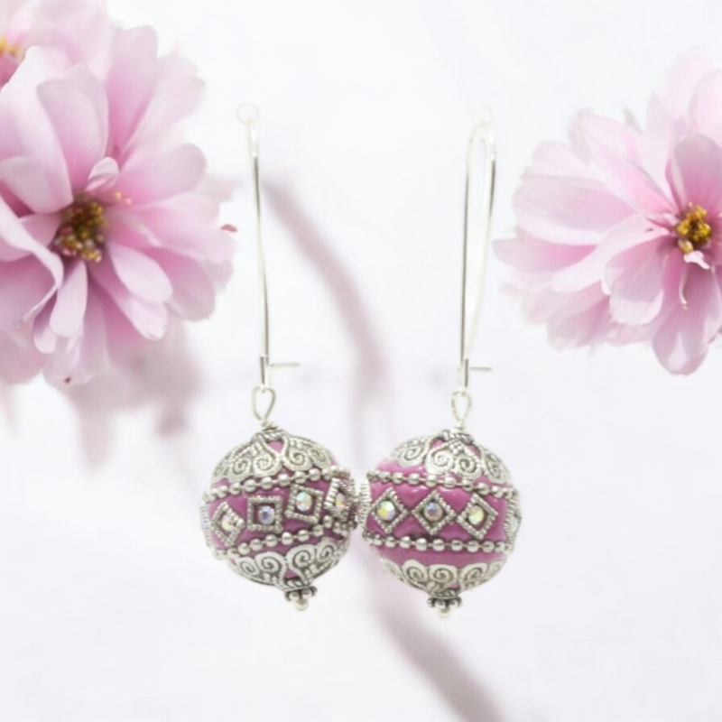 Sparkling Pink Round Earrings - Perfect for Breast Cancer Awareness