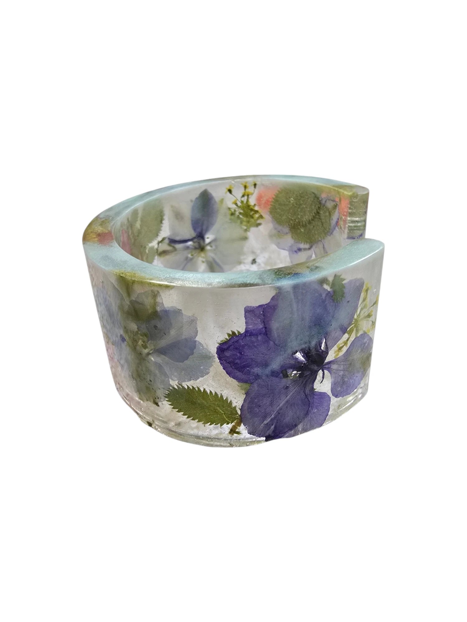 Colorful Handmade Pressed Flower Resin Cuff Bracelet | Unique Handmade Jewelry