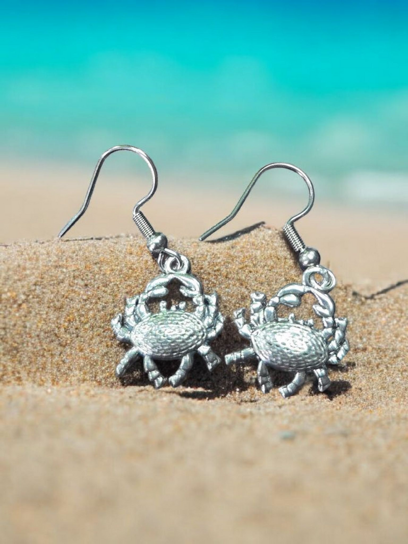 Adorable Silver Crab Earrings - Ocean Lover's Gift