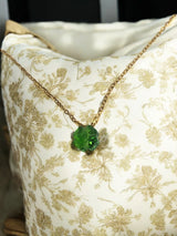 Gold Necklace with Green Austrian Crystal Clover | Small or Large | Lucky Pendant
