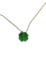 Gold Necklace with Green Austrian Crystal Clover | Small or Large | Lucky Pendant