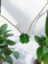 Gold Necklace with Green Austrian Crystal Clover | Small or Large | Lucky Pendant