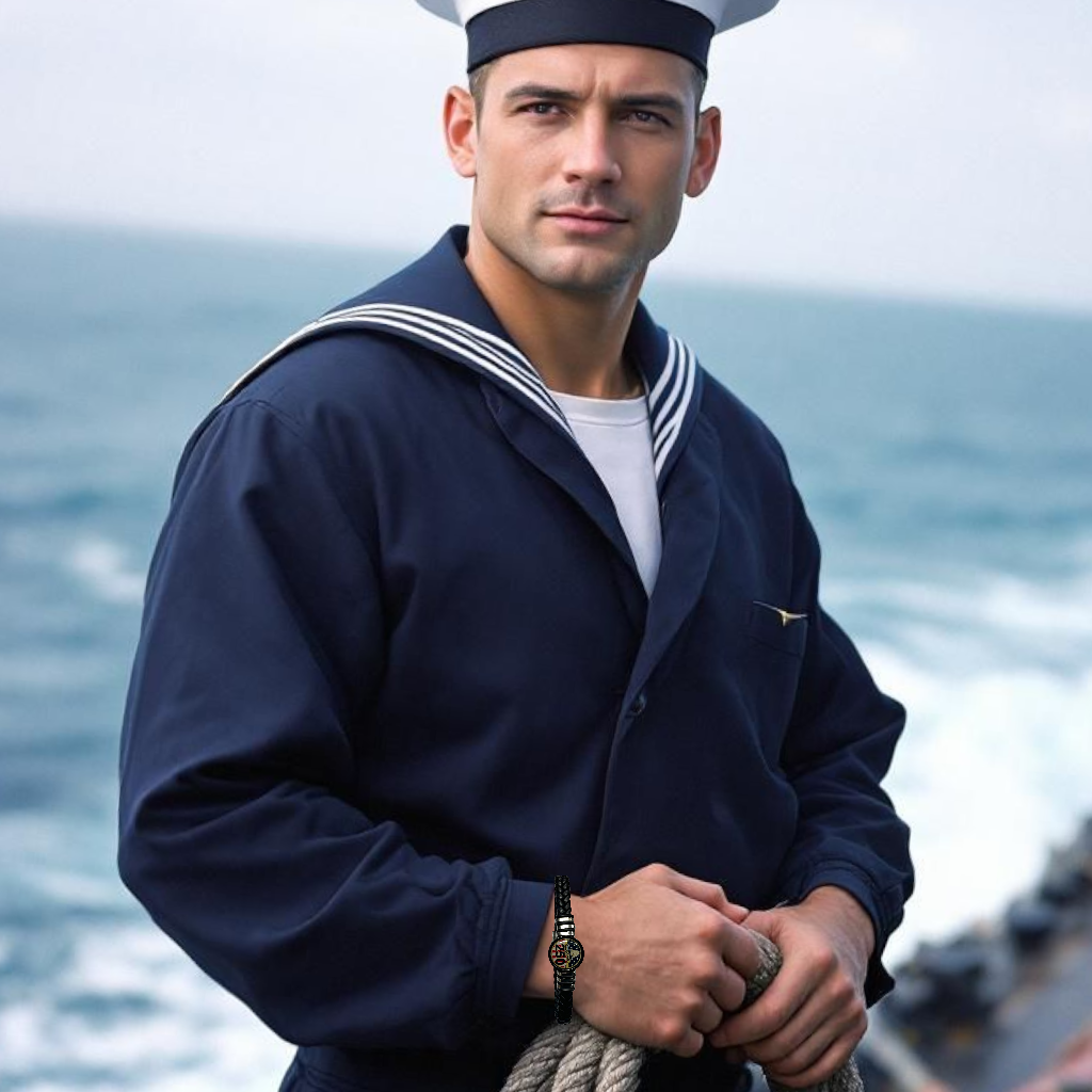 Limited Edition US Navy Braided Leather Bracelet - 250th Anniversary Collection - Officially Licensed