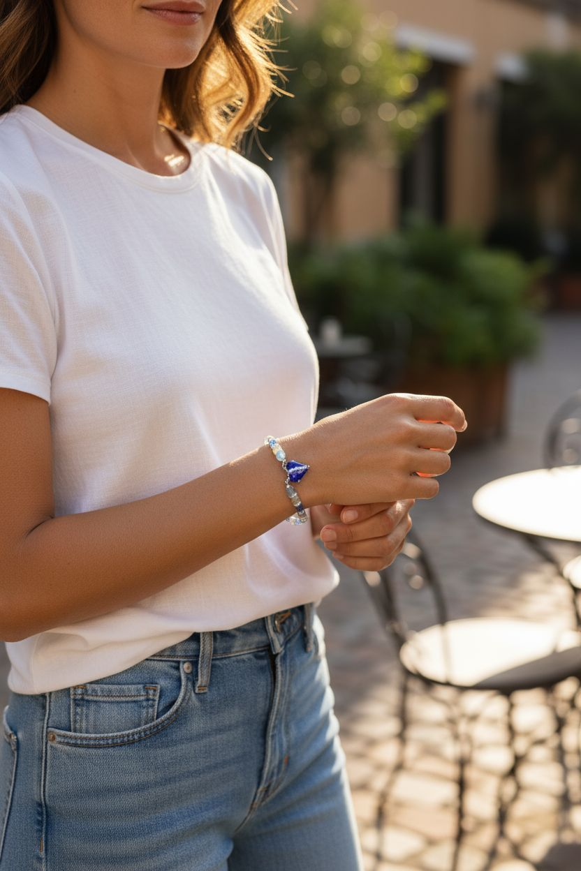 The Hope Collection | Lapis & Aquamarine Sterling Silver Cancer Charity Jewelry Set | Sterling Silver