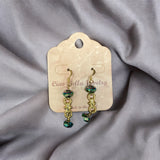 Mesmerizing Swirls: Dangle Earrings in Gold (Green Crystals) or Antique Gold (Pink Crystals)