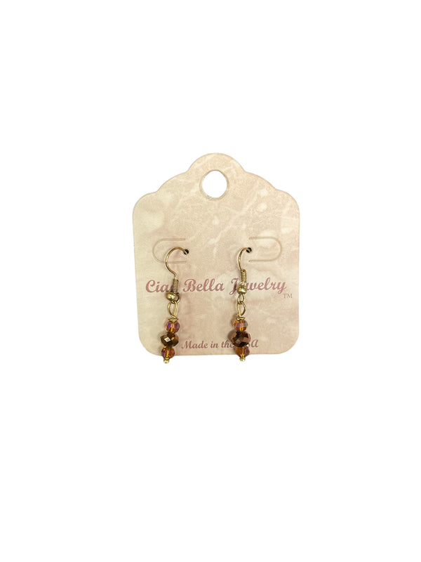 Earthy Elegance: Topaz and Brown Trio Dangle Earrings (Gold Plated)