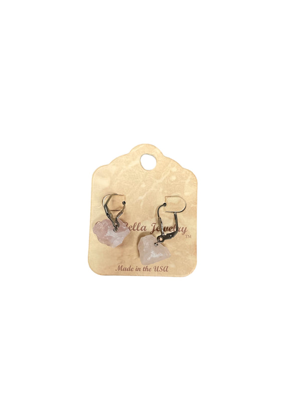 Effortless Style: Rose Quartz, Smoky Quartz, or Dark Garnet Leverback Rock Earrings