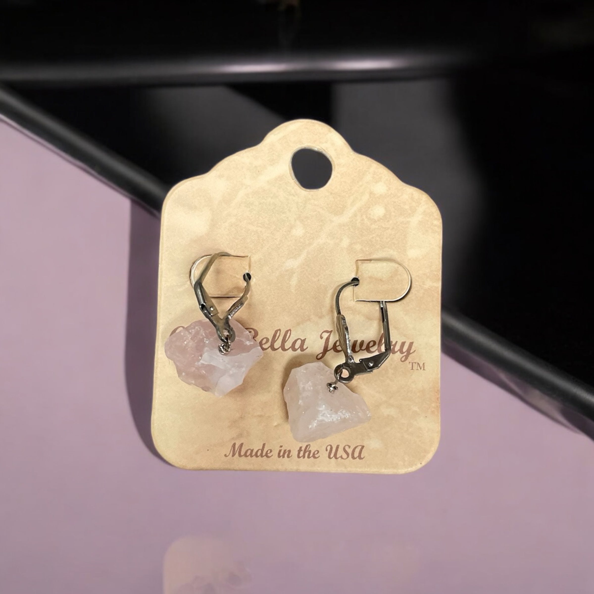 Effortless Style: Rose Quartz, Smoky Quartz, or Dark Garnet Leverback Rock Earrings