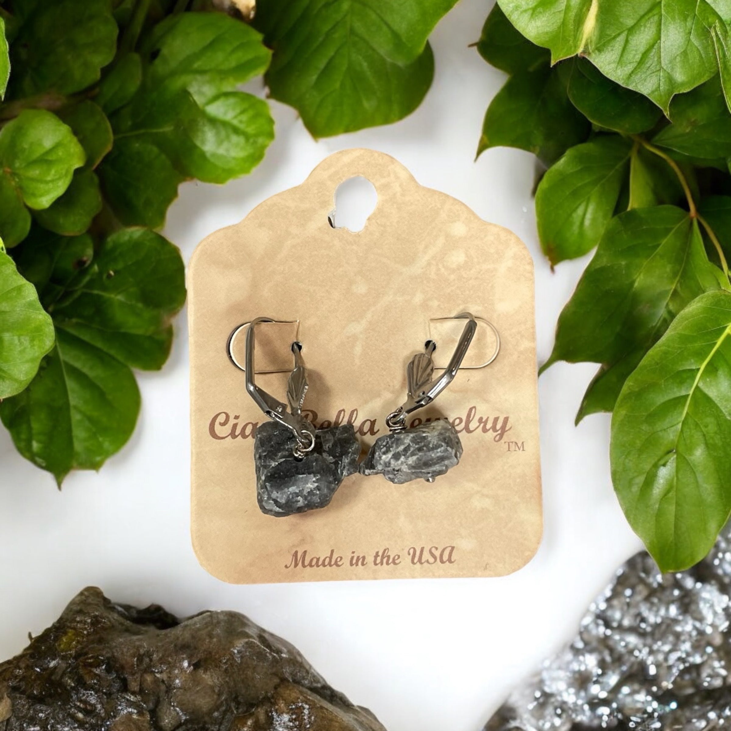 Effortless Style: Rose Quartz, Smoky Quartz, or Dark Garnet Leverback Rock Earrings