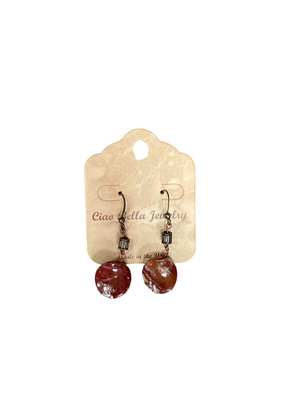 Earthy Elegance: Dangle Earrings with Rust Ocean Jasper & Copper Hook