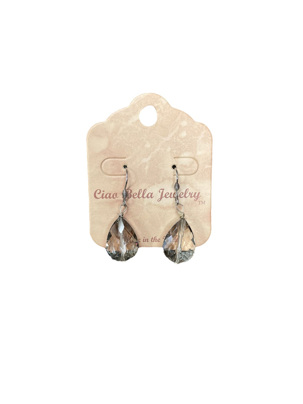 Sparkling Elegance: Teardrop Crystal Dangle Earrings in Sterling Silver