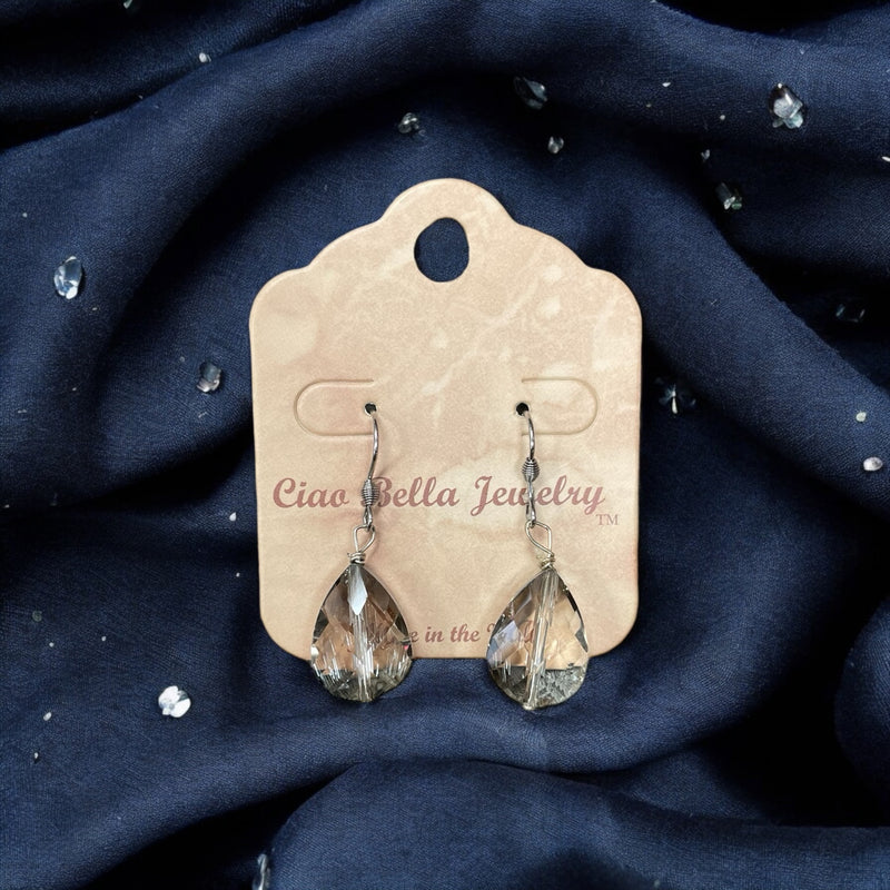 Sparkling Elegance: Teardrop Crystal Dangle Earrings in Sterling Silver