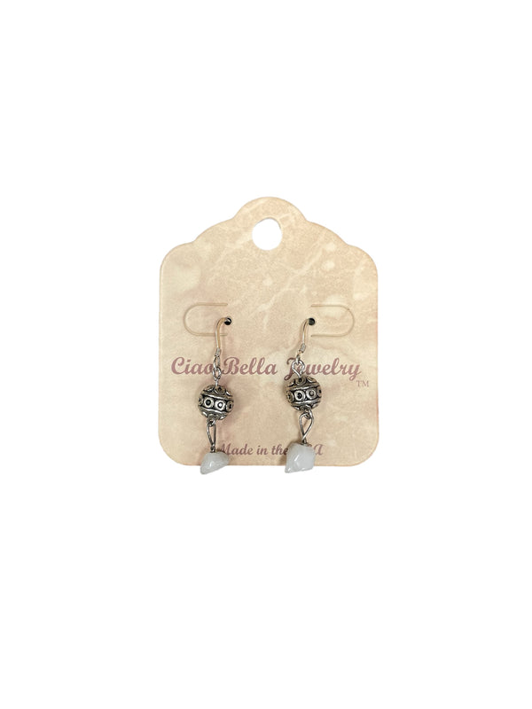 Captivating Cool: Sterling Silver Dangle Earrings with Amazonite & Sphere