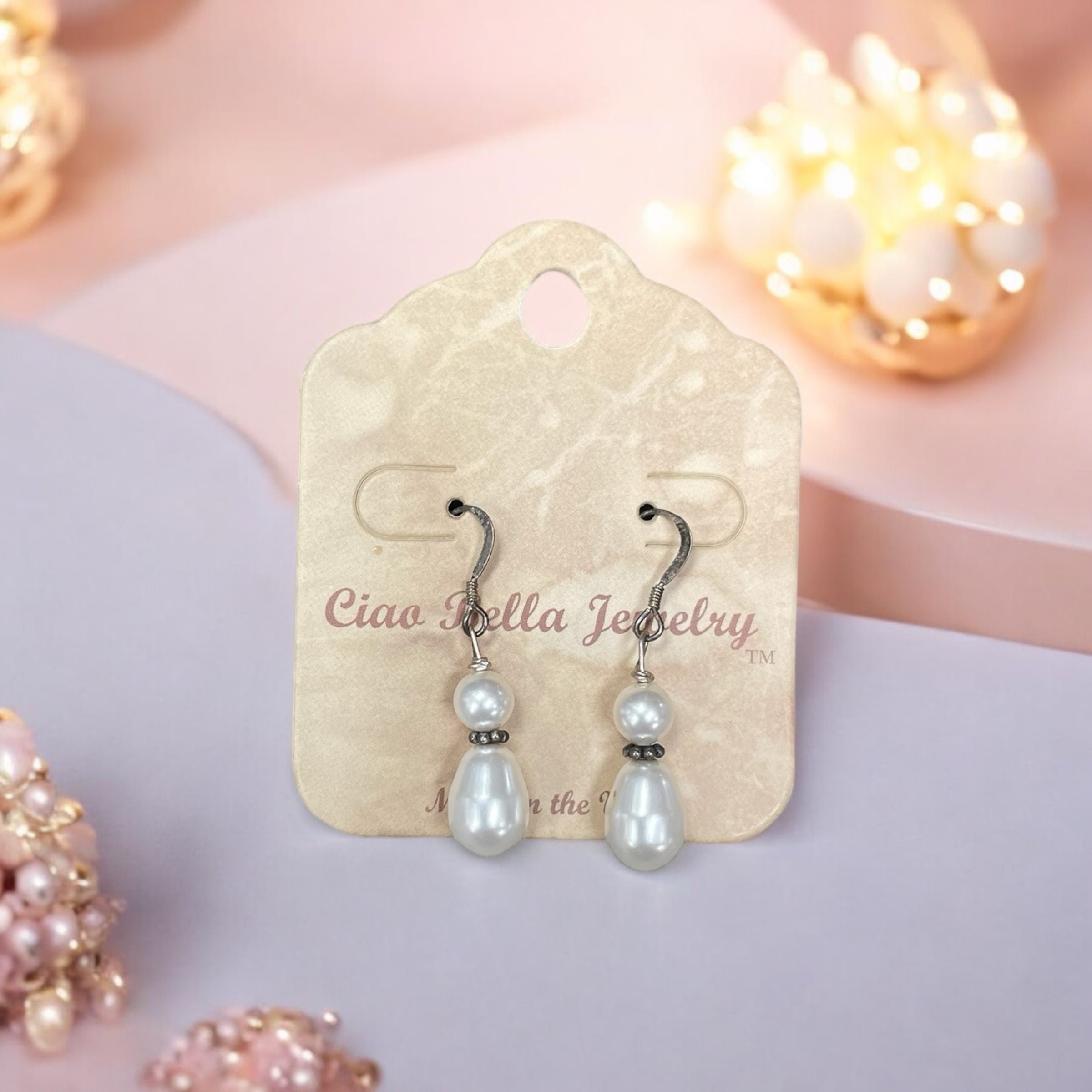 Antique Silver Pearl Drop Earrings