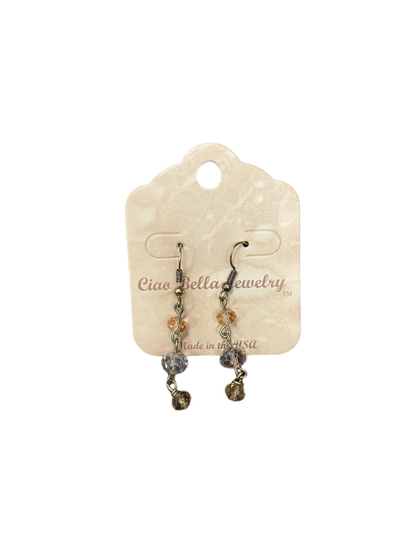 Earthy Elegance: Antique Gold Dangle Earrings with Leopard Jasper Crystals