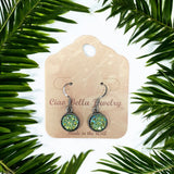 Dive into Fantasy: Antique Silver Imitation Druzy Dangle Earrings (White or Green)