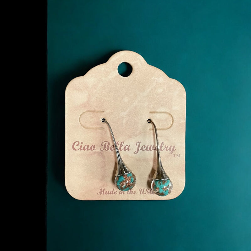 Sterling Silver Teardrop Dangle Murano Glass Earrings (Pick Your Perfect Hue!)