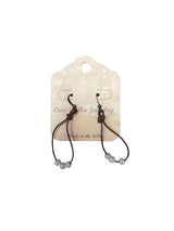 Bohemian Elegance: Leather Loop Earrings with Triple Pearl Beads & Black Hook