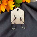 Bohemian Elegance: Leather Loop Earrings with Triple Pearl Beads & Black Hook