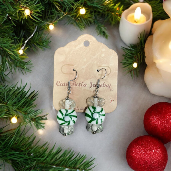 Jingle All the Way: Festive Sterling Silver Peppermint Candy Earrings