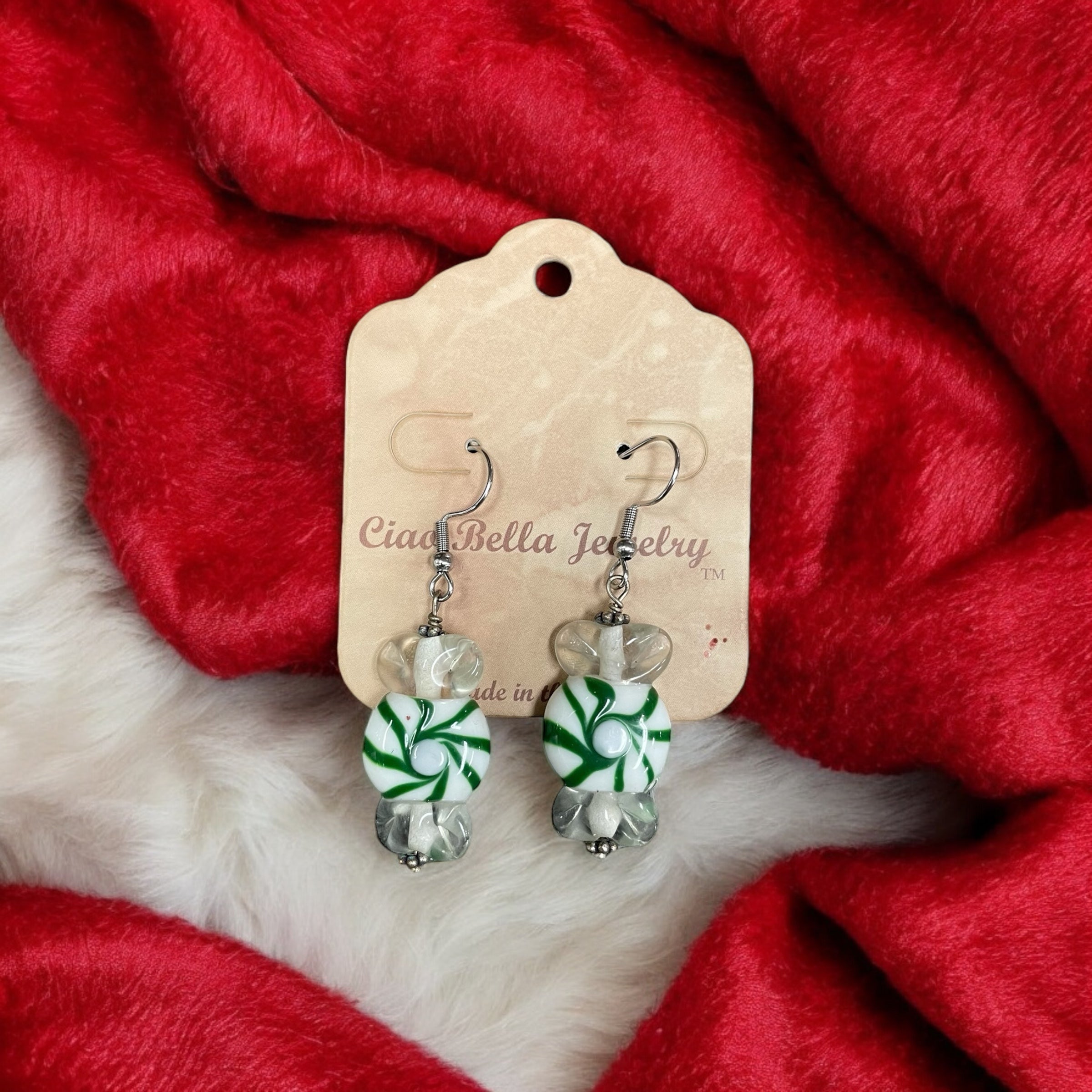 Jingle All the Way: Festive Sterling Silver Peppermint Candy Earrings